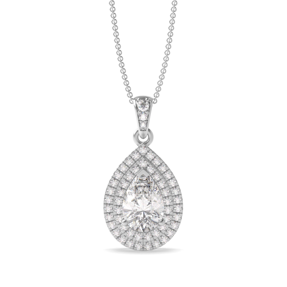 Buy Double Row Dangling Pear Shape Halo Moissanite Pendant - Abelini