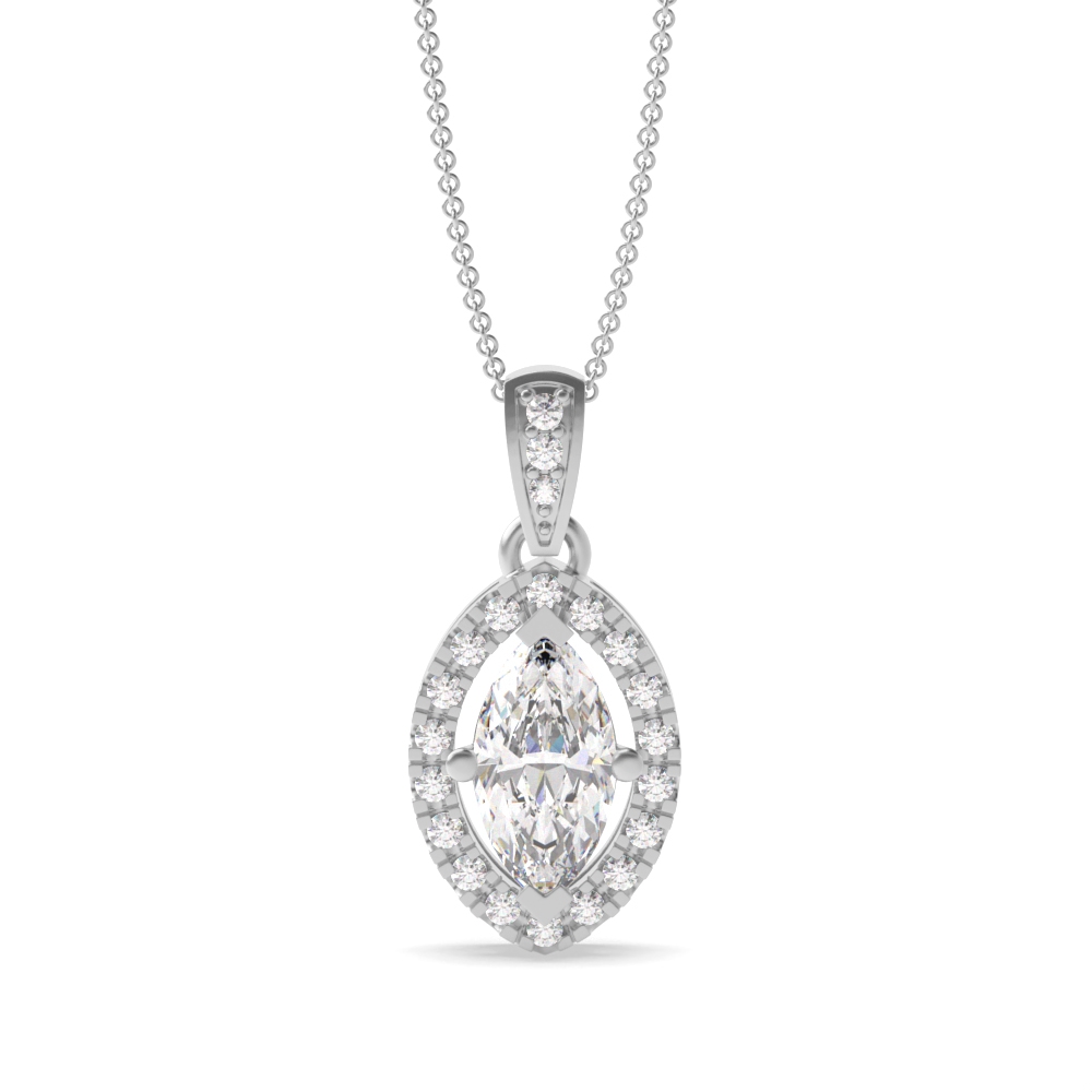 Buy Dangling Halo Marquise Shape Halo Moissanite Necklace - Abelini