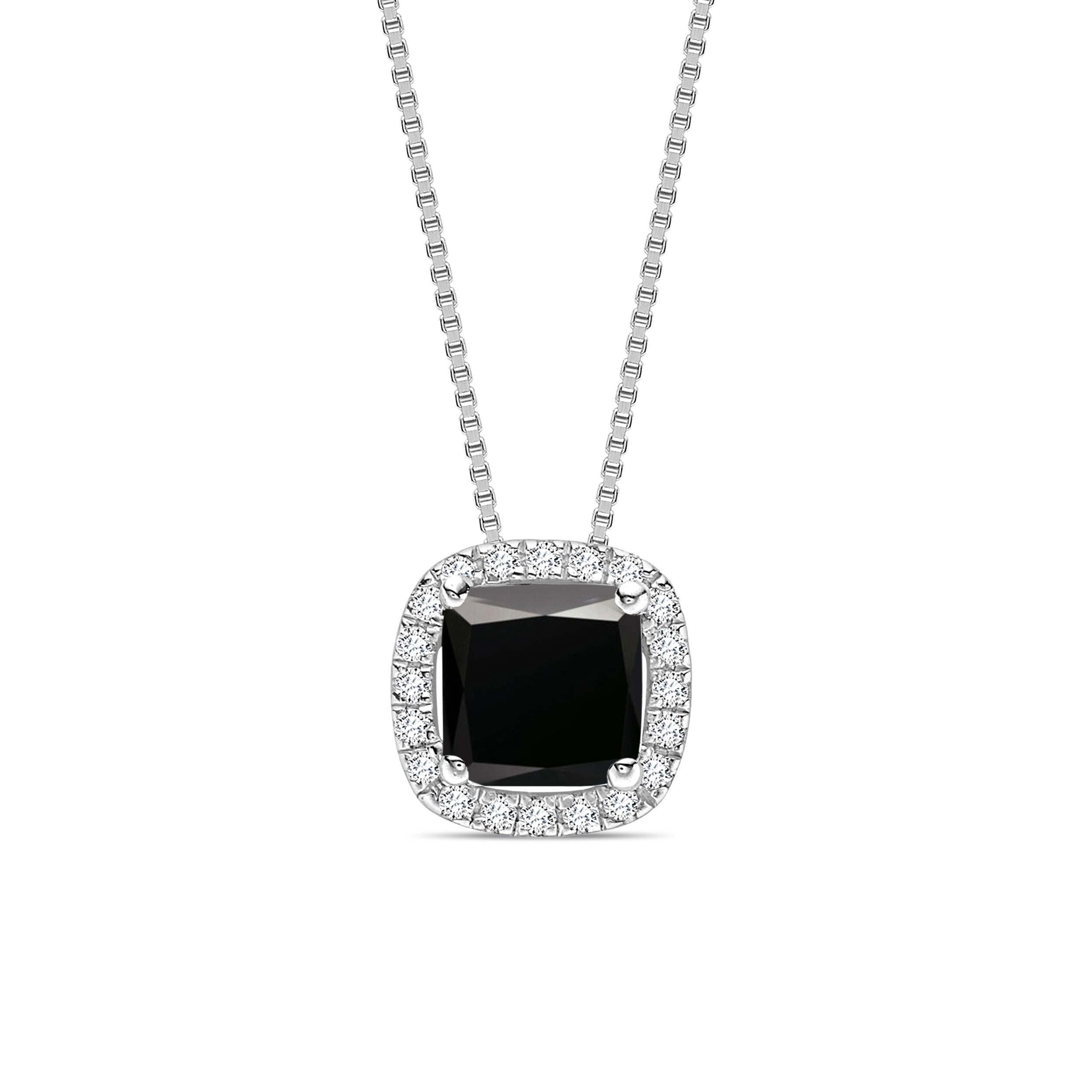 Princess Cut Sliding  Style Black Diamond Solitaire Pendants Necklace 
