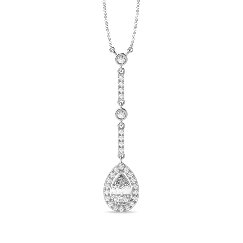 Designer Style  Pear Shape Halo Moissanite Pendant