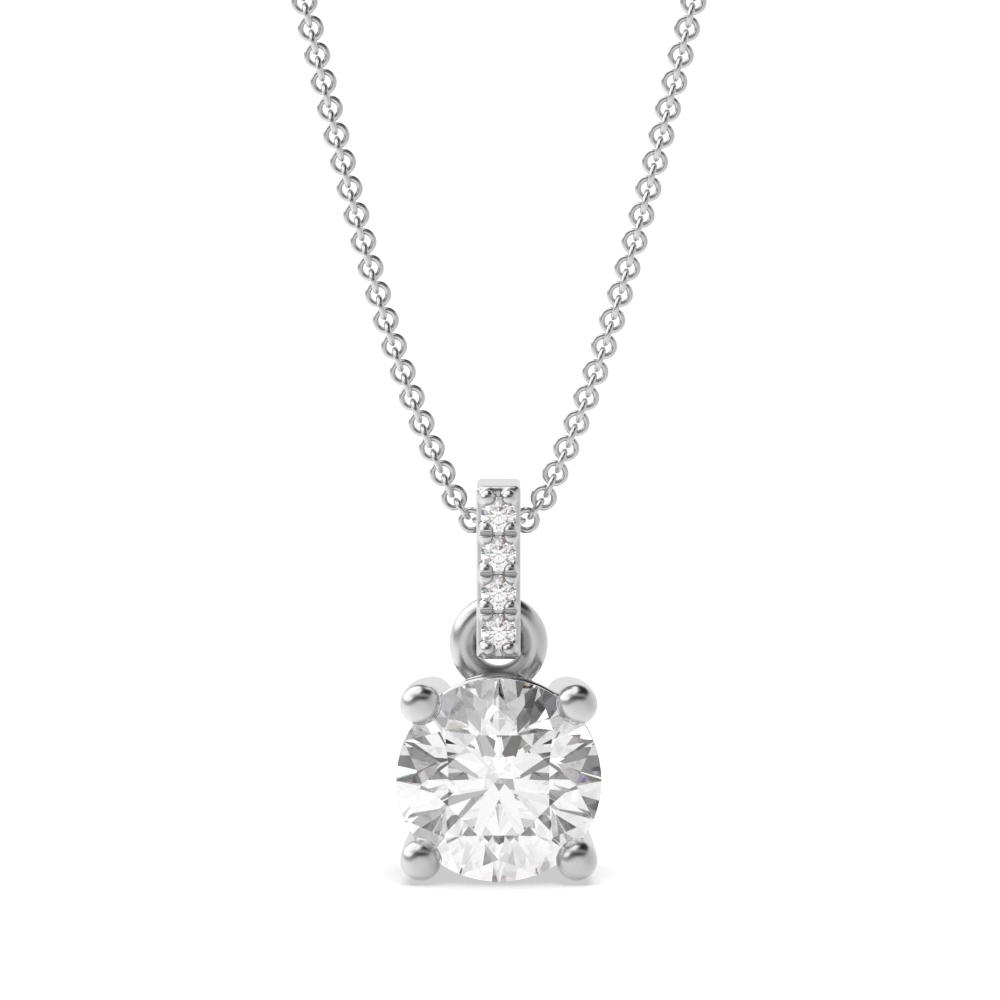 Lab Grown Diamond Set Bale Dangling Round Shape Solitaire Lab Grown Diamond Necklace