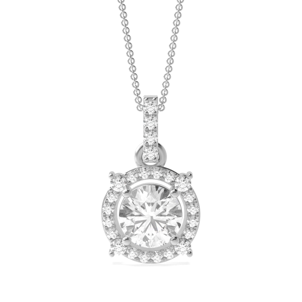 Buy Designer Halo Round Shape Halo Moissanite Necklace - Abelini