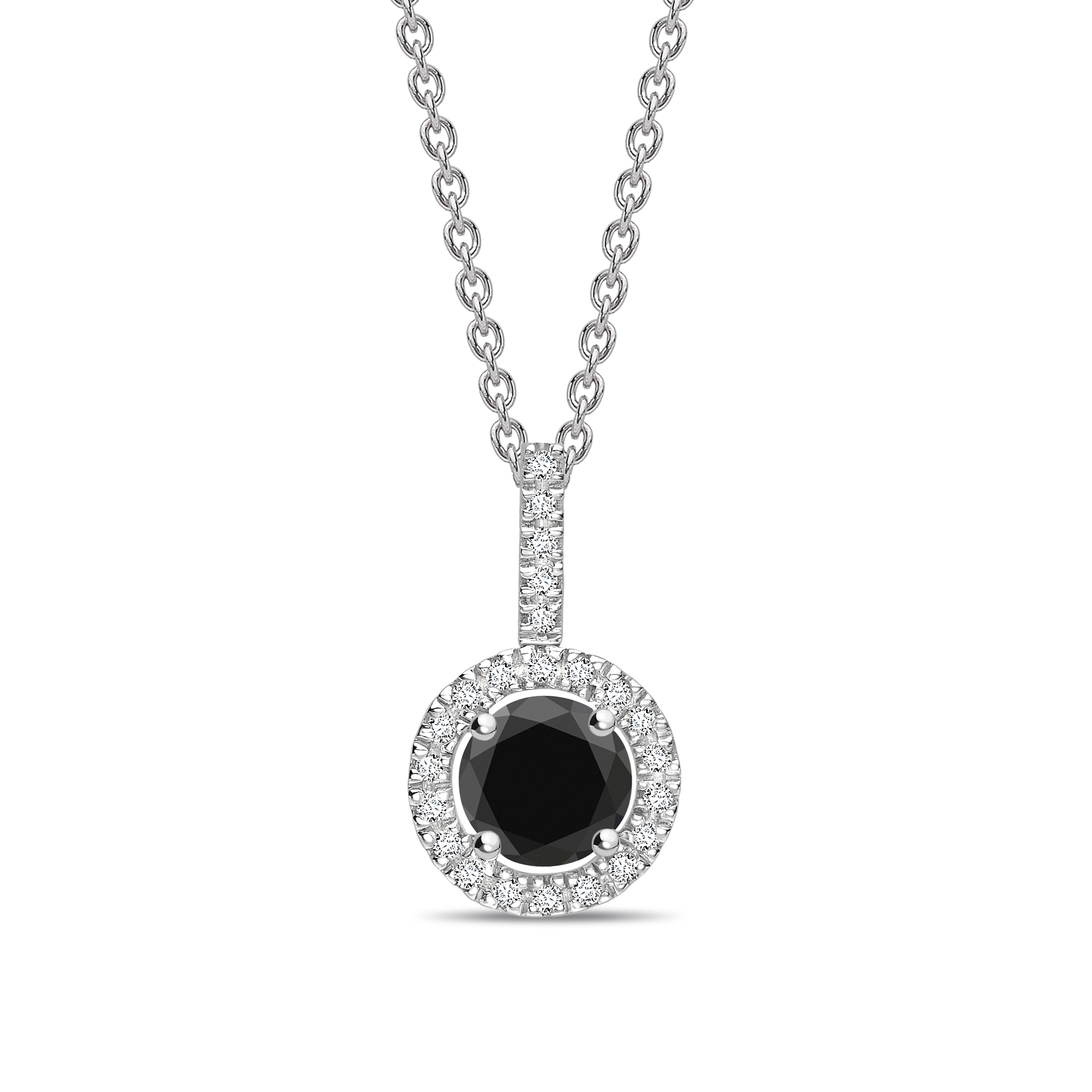 Popular Style Round Cut Black Diamond Solitaire Pendants Necklace