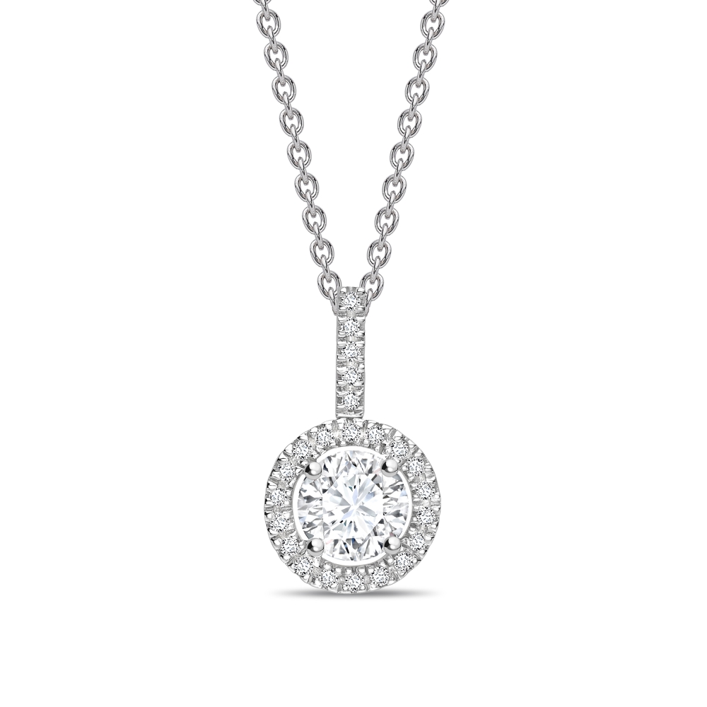 Classic Popular Style Round Shape Solitaire Diamond Necklace