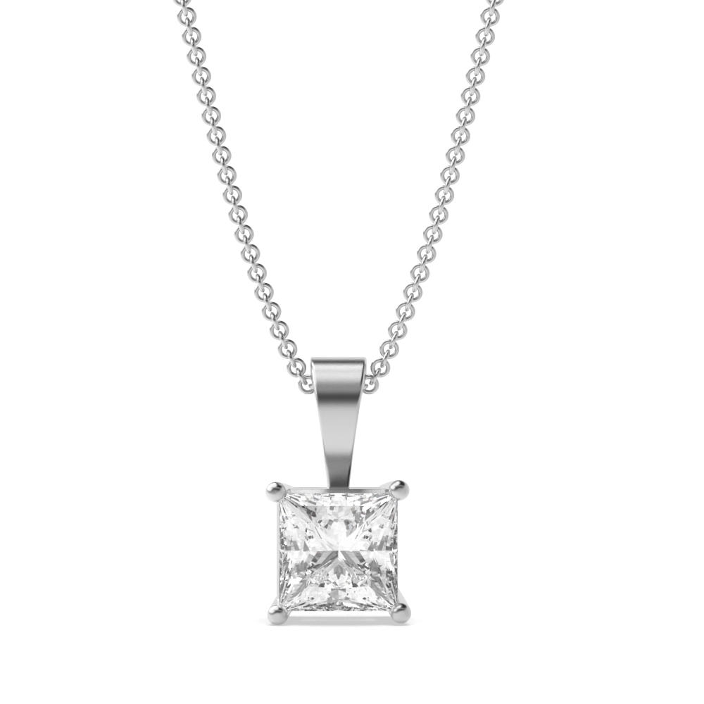 Classic Popular Style Princess Shape Solitaire Diamond Necklace