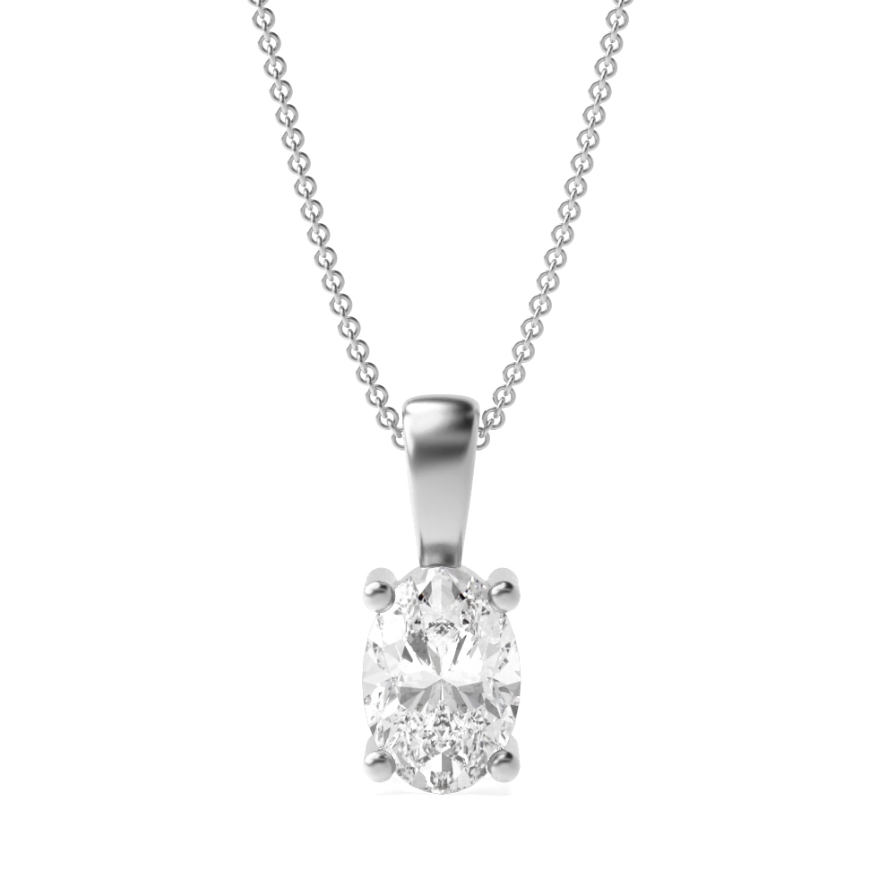 Classic Popular Style Oval Shape Solitaire Diamond Necklace