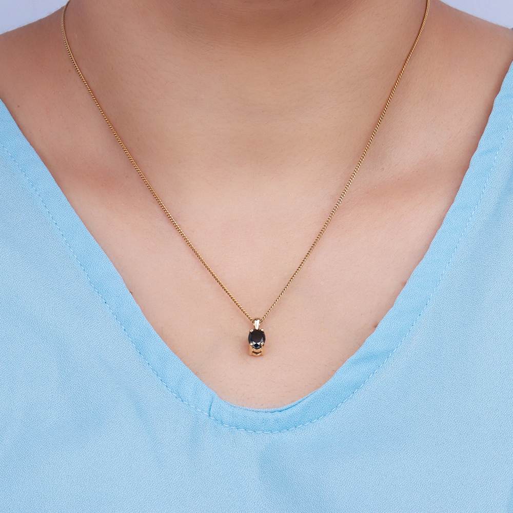 4 Prong classic solid bale Black Diamond Solitaire Pendant Necklace