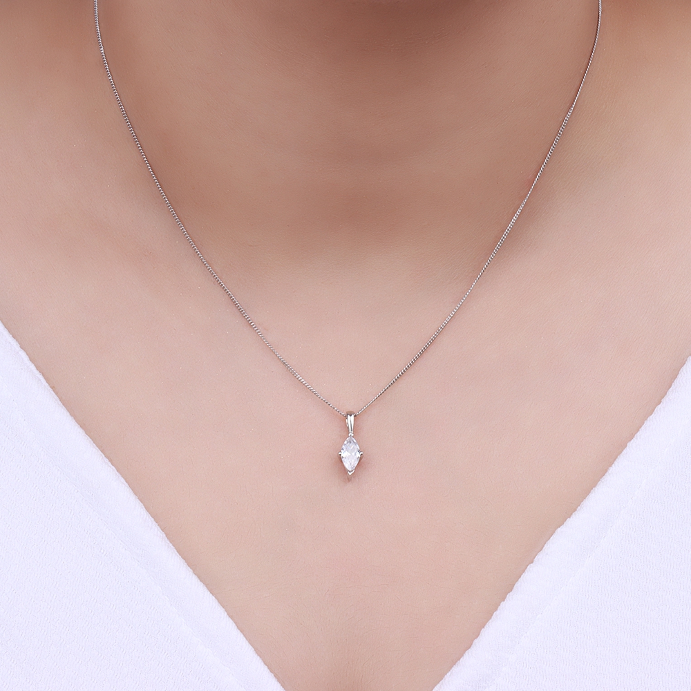 4 Prong Marquise Nebula Solitaire Pendant Necklace