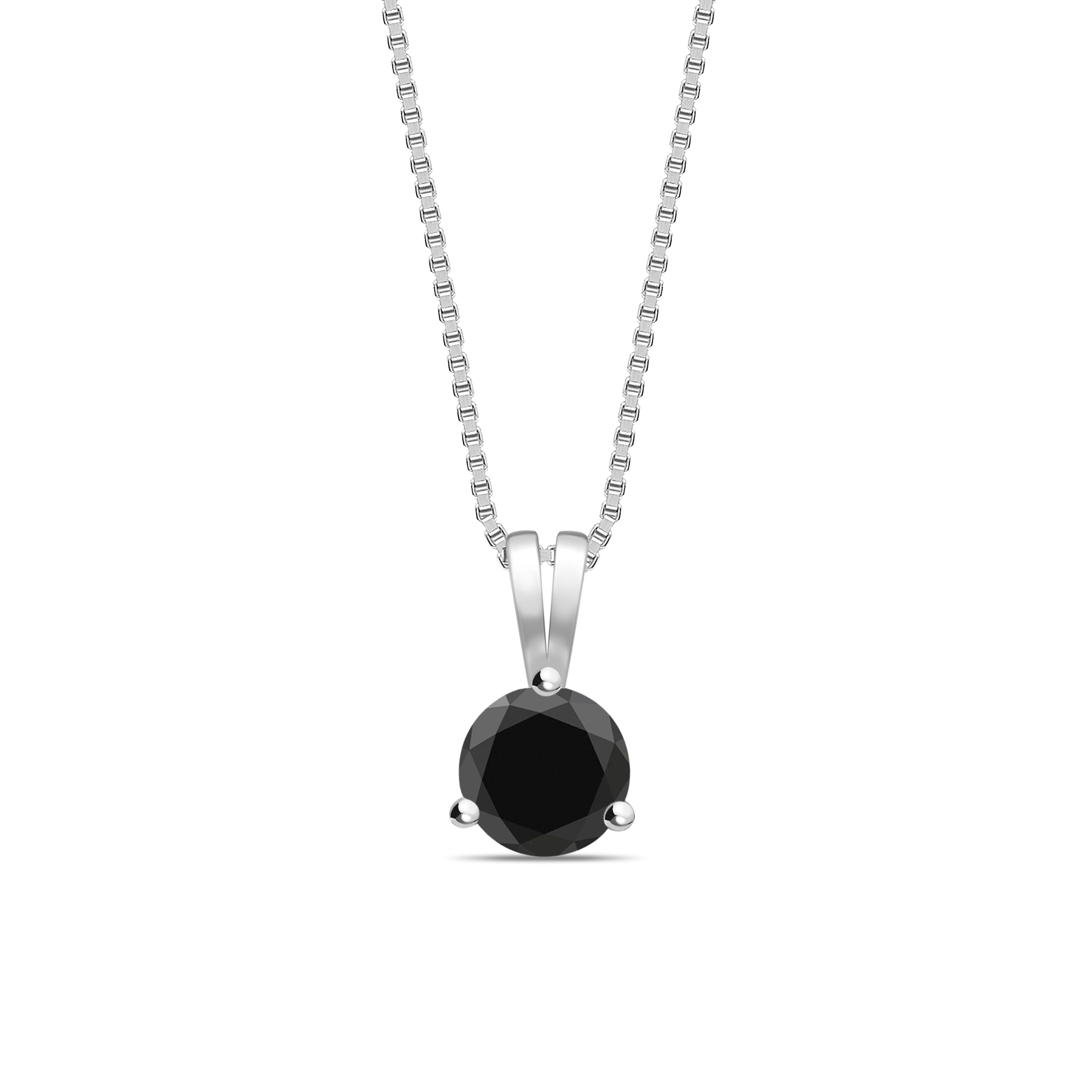 Round Shape Halo Style Black Diamond Solitaire Pendants Necklace