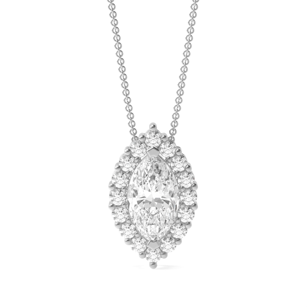 Sliding Halo Marquise Shape Halo Moissanite Necklace