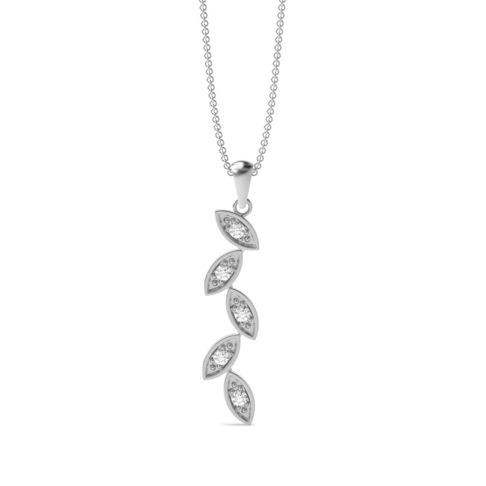 Beautiful Cascade Leaf Diamond Necklace in Gold & Platinum (30mm X 6mm)