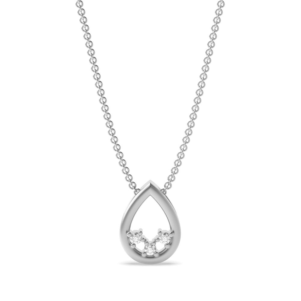 Teardrop Dainty Diamond Pendant Necklace (8mm X 6mm)