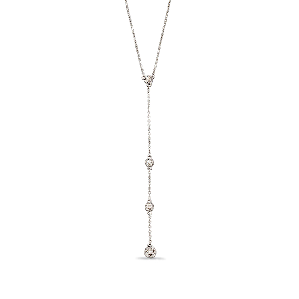 Illusion Disc Diamond Y-Drop Diamond necklace  (Hanging drop part - 65 mm)