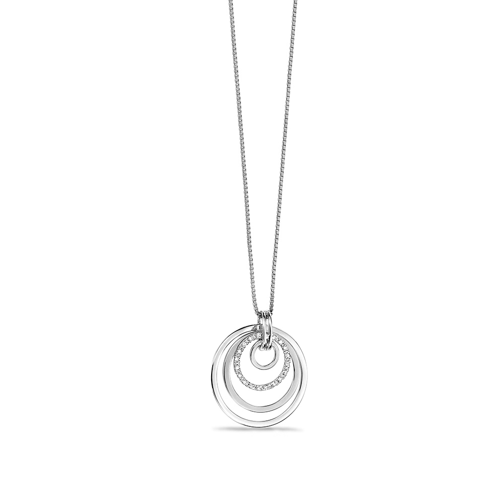 4 Circle With Pave Set Diamond Drop Pendant (26Mm X 23Mm)