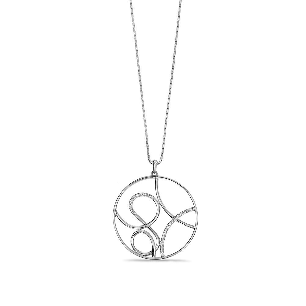 Fancy Circle Swirl with Diamond Detailing Necklace Pendant (37mm X 31.5mm)