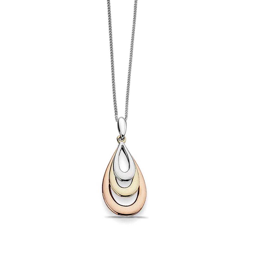 Exclusive Plain Teardrop Tri Colour Gold Necklace (31Mm X 12Mm)