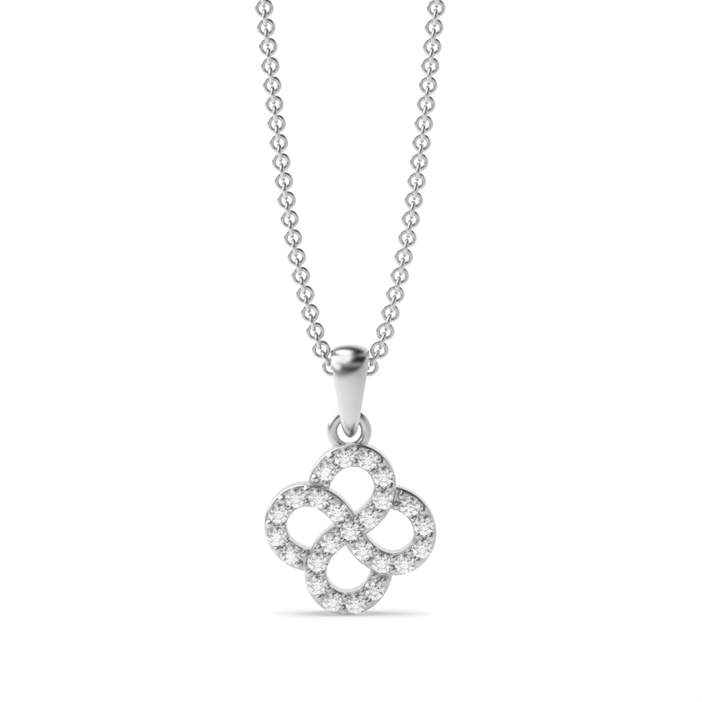 Organic Swirl Diamond Pendant Necklace in Gold and Platinum (16.5mm X 11mm)