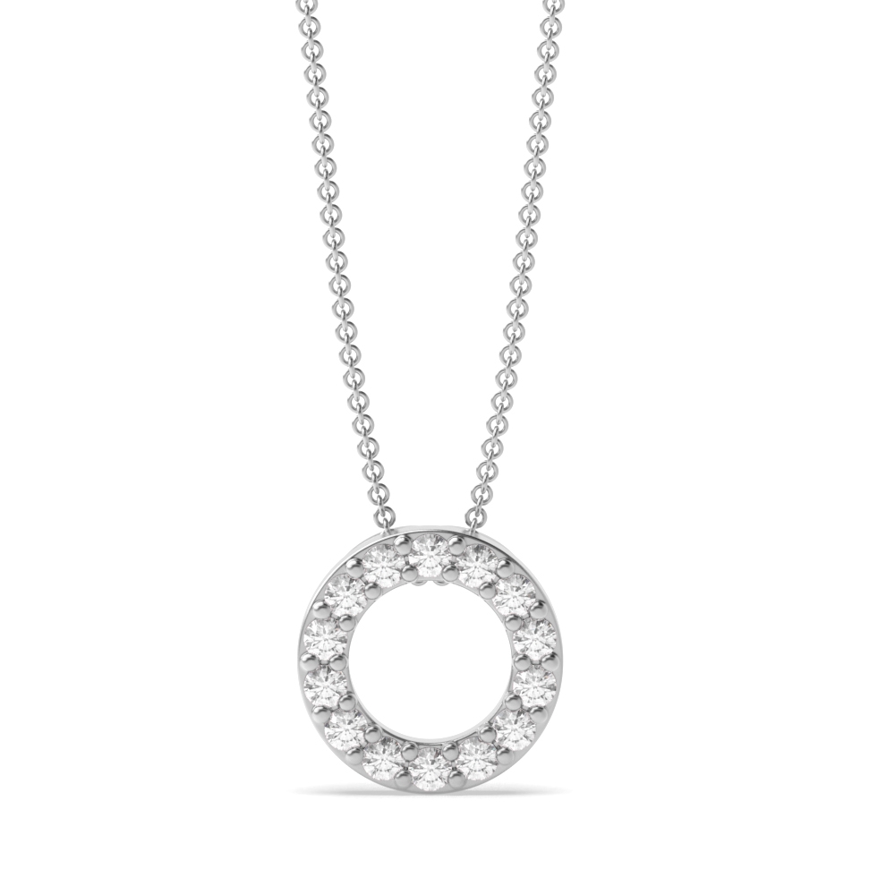 Beautiful Open Circle Diamond Necklace Pendant (8,5mm)
