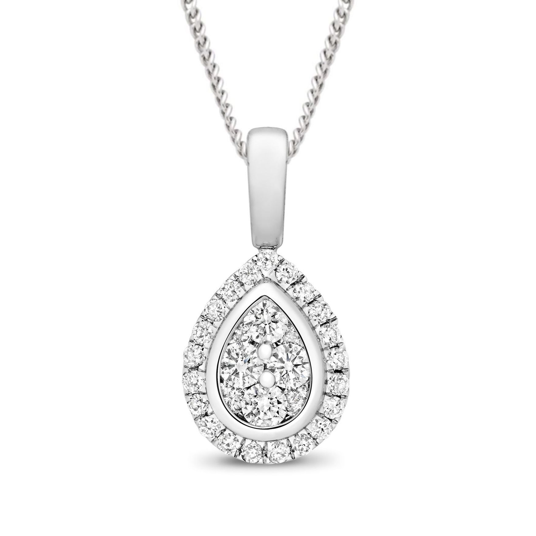 0.23 Carat Pear Shape Cluster Solitaire Diamond Pendant Necklace for Women