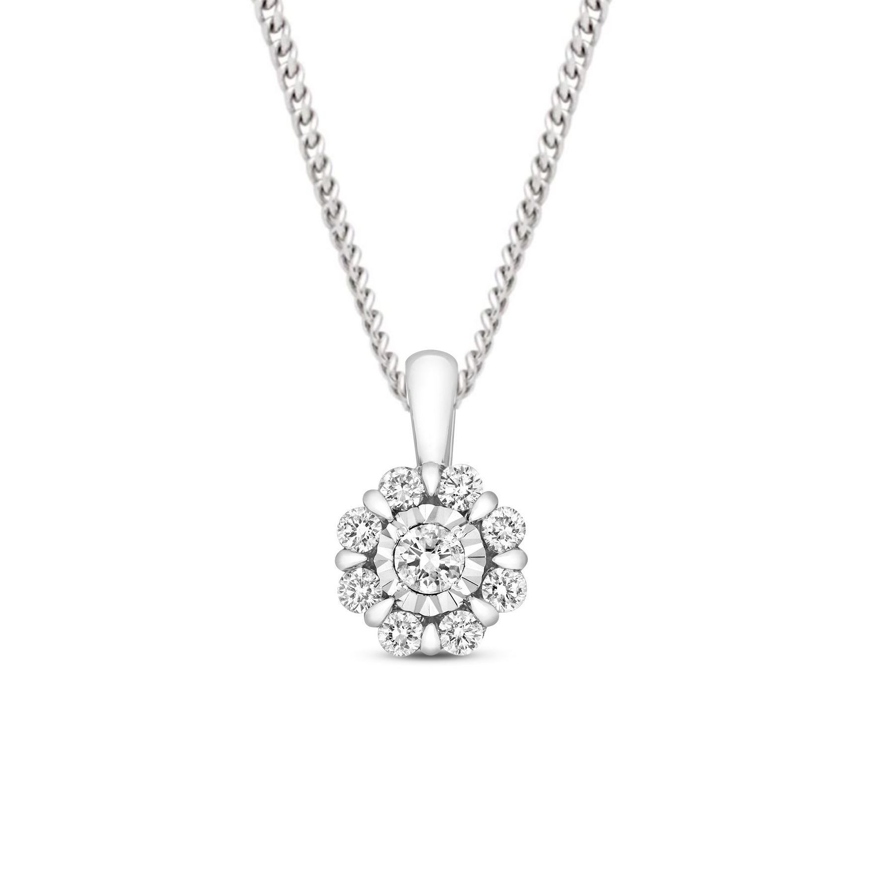 Cluster Solitaire Diamond Pendant Necklace for Women