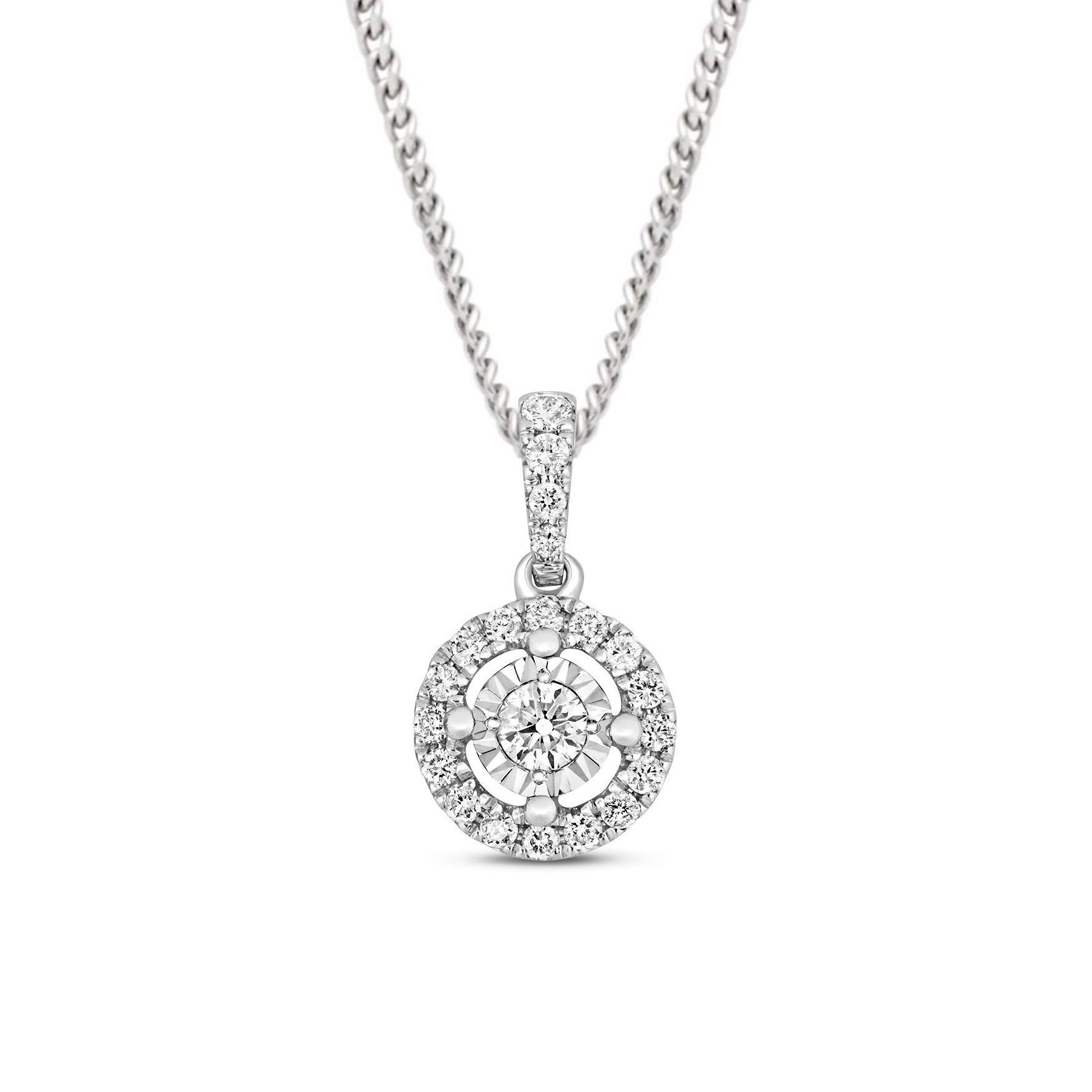 0.27 Carat Cluster Solitaire Diamond Pendant Necklace for Women