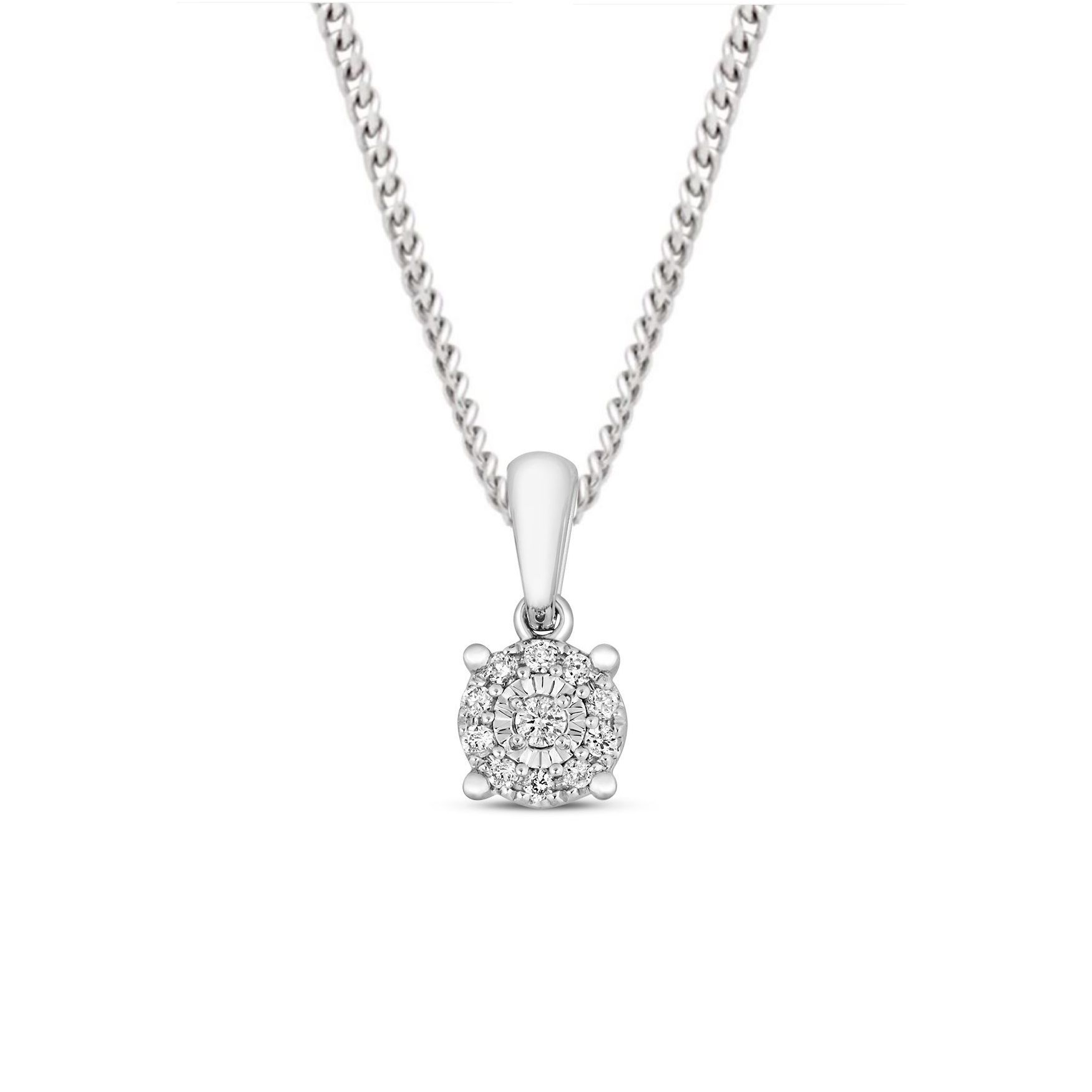 0.06 Carat Cluster Solitaire Diamond Pendant Necklace for Women