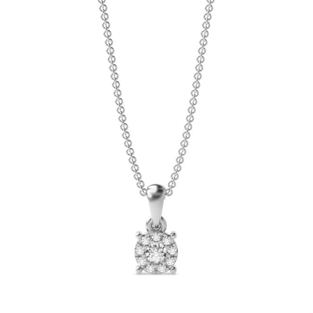 0.06 Carat Cluster Solitaire Diamond Pendant Necklace For Women