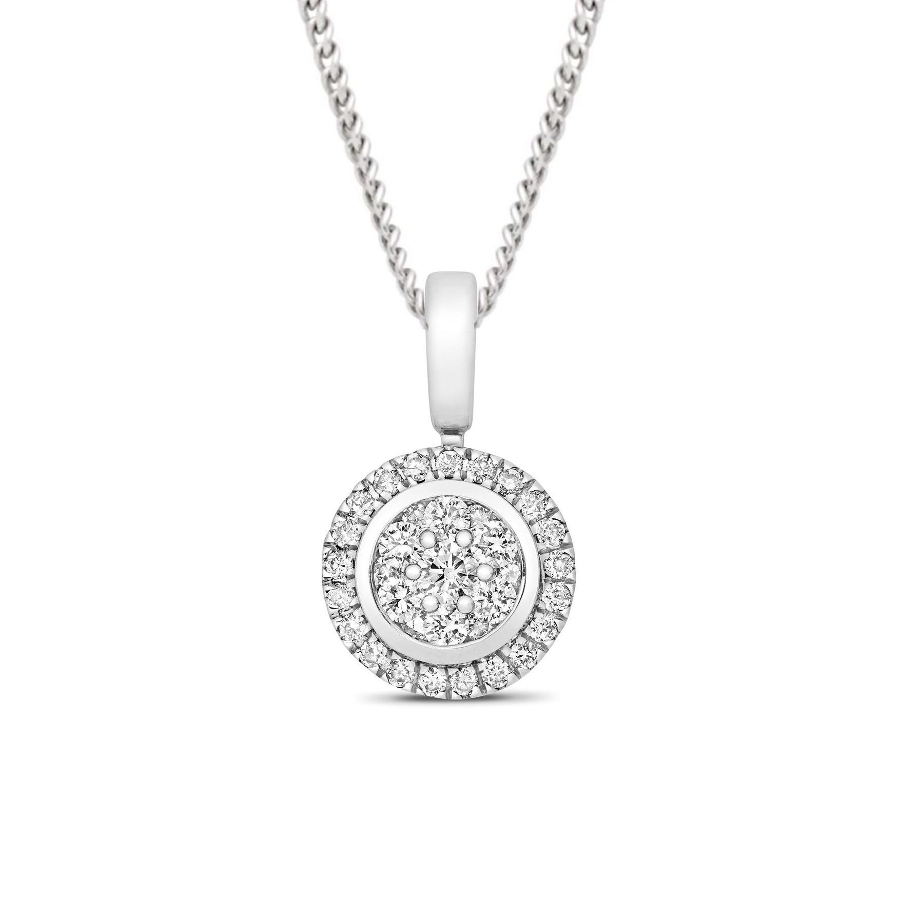 0.25 Carat Round Shape Cluster Solitaire Diamond Pendant Necklace for Women