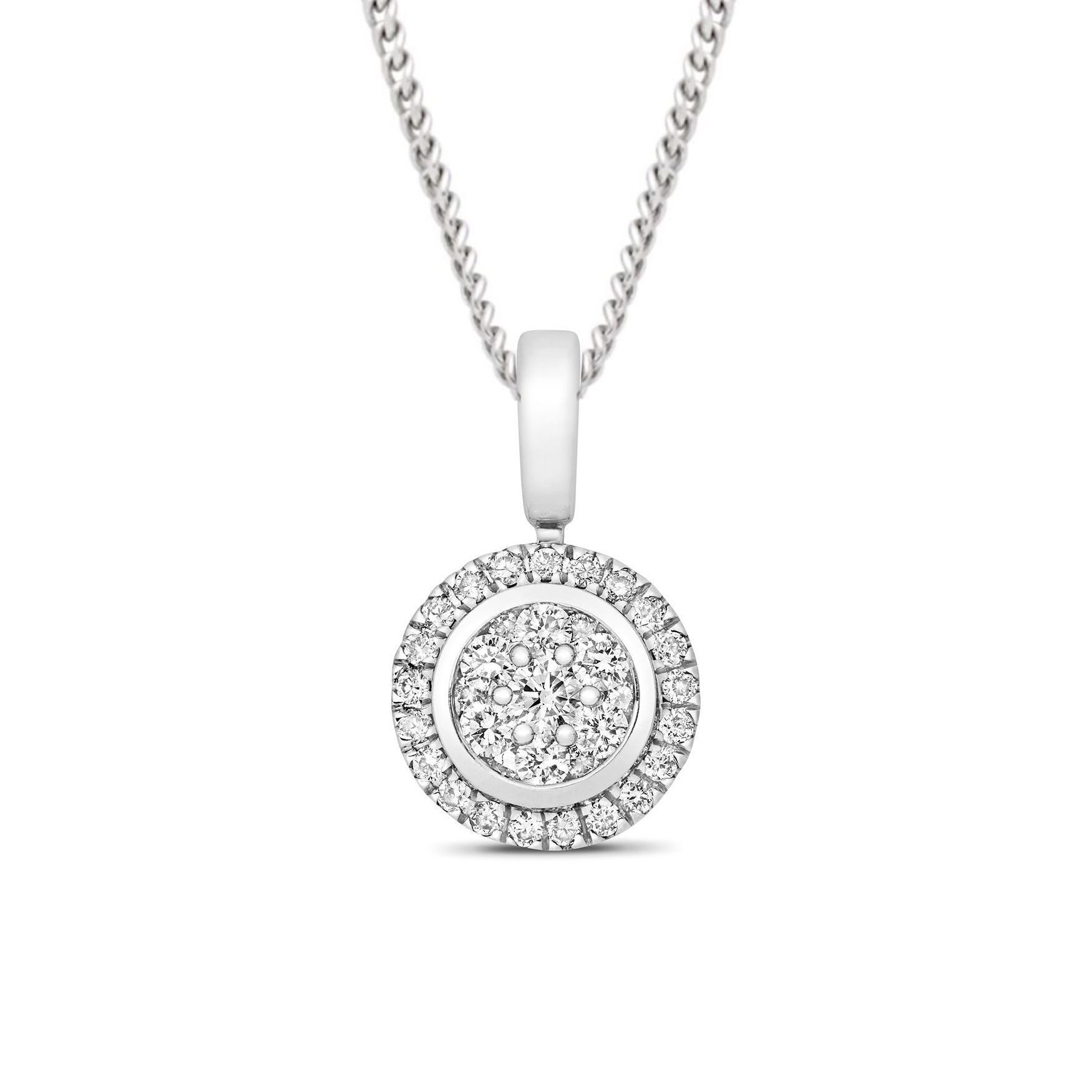 0.25 Carat Round Shape Cluster Solitaire Moissanite Pendant Necklace for Women