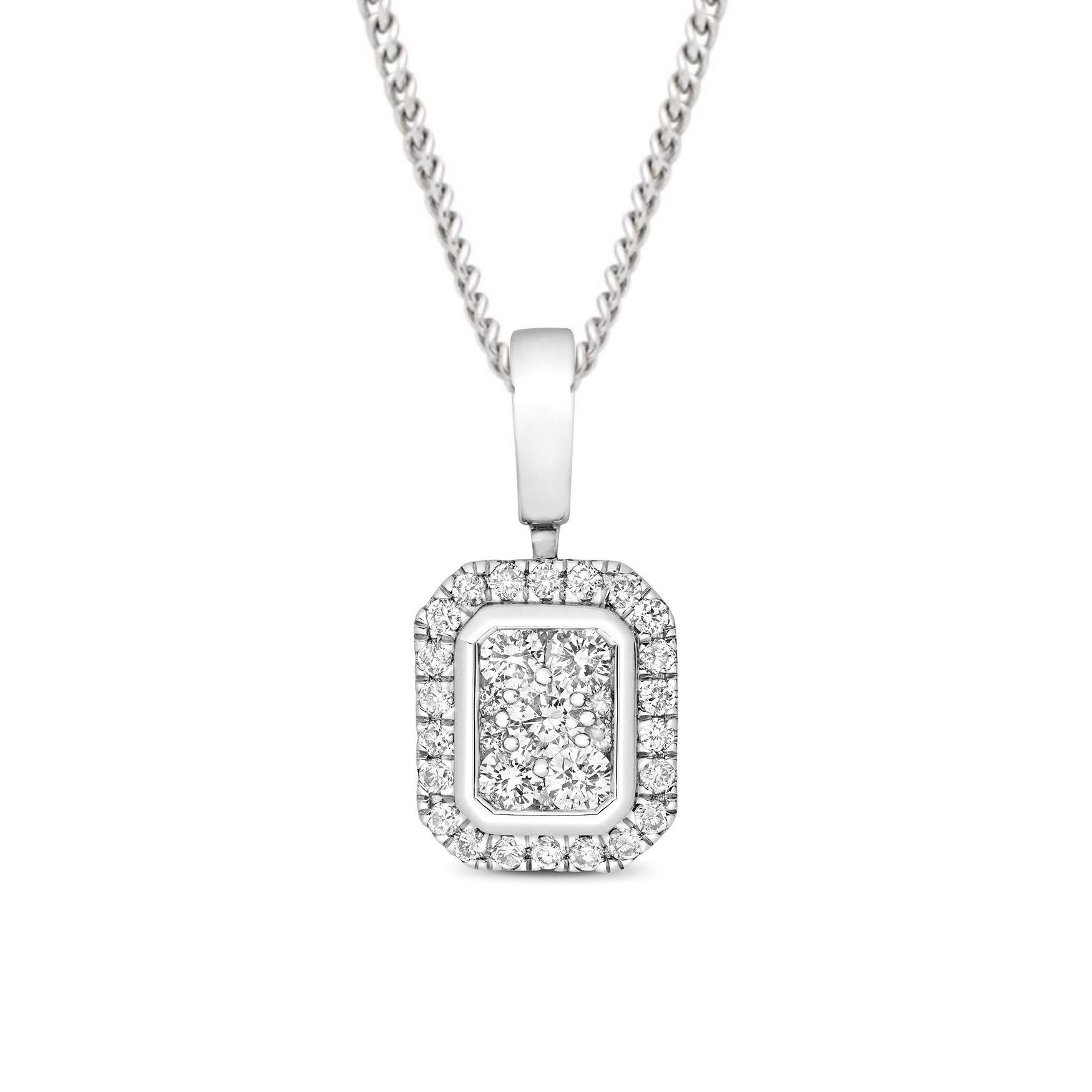0.25 Carat Emerald Shape Cluster Solitaire Diamond Pendant Necklace for Women