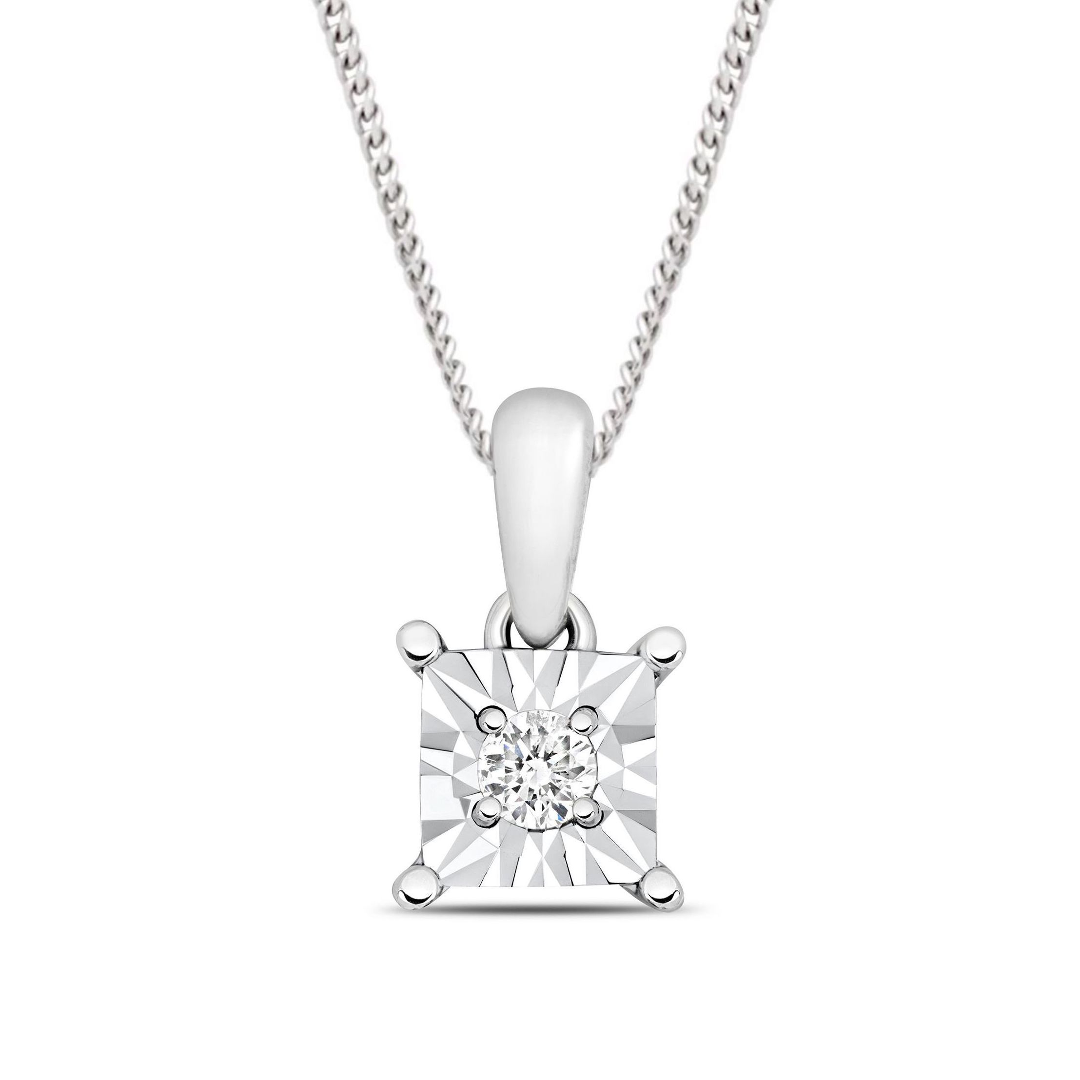 Look A Like Illusion Set Princess Cut Solitaire Diamond Pendant Necklace for Women