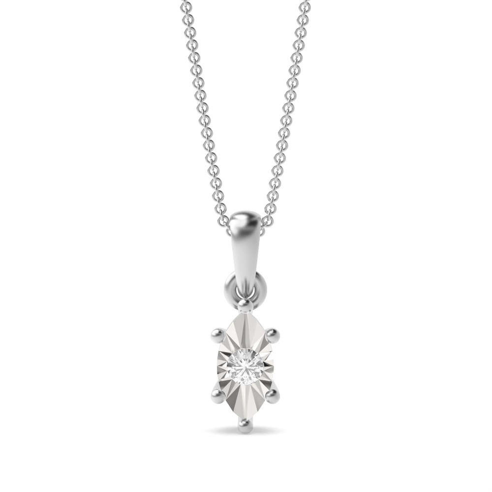 1/2 Look A Like Illusion Set Marquise Shape Solitaire Moissanite Pendant Necklace