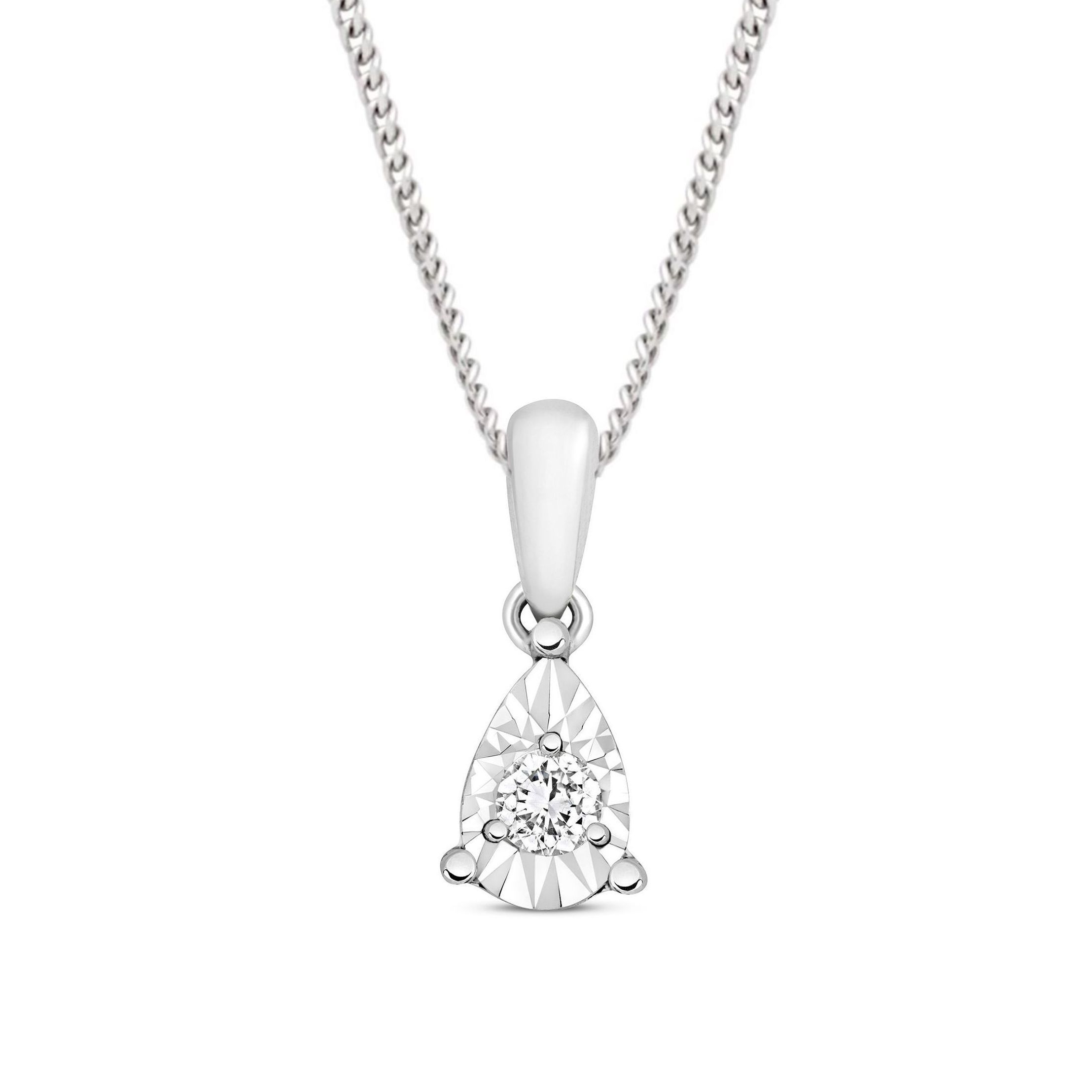1/2 Look A Like Illusion Set Pear Shape Solitaire Diamond Pendant Necklace