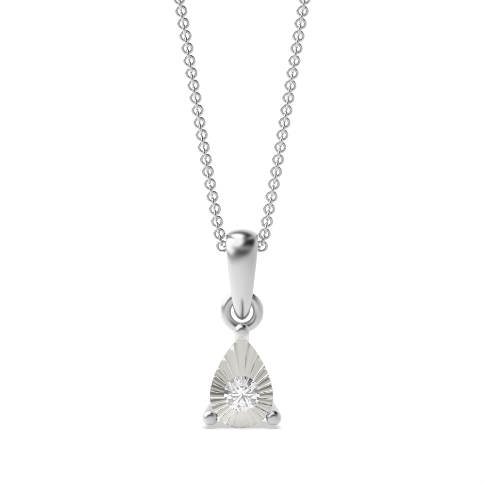 1/2 Look A Like Illusion Set Pear Shape Solitaire Diamond Pendant Necklace