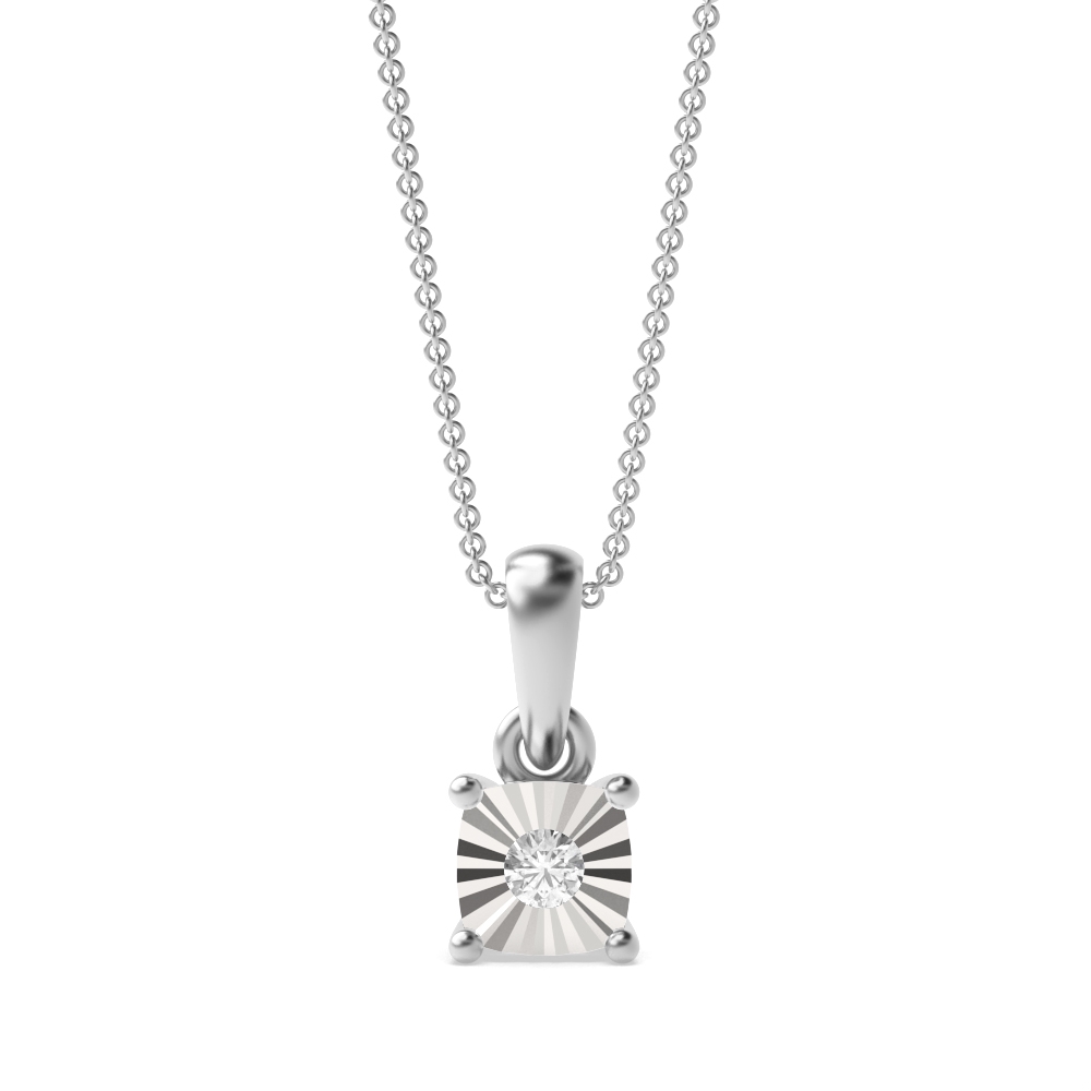 1/2 Look A Like Illusion Set Cushion Shape Cluster Solitaire Moissanite Pendant Necklace
