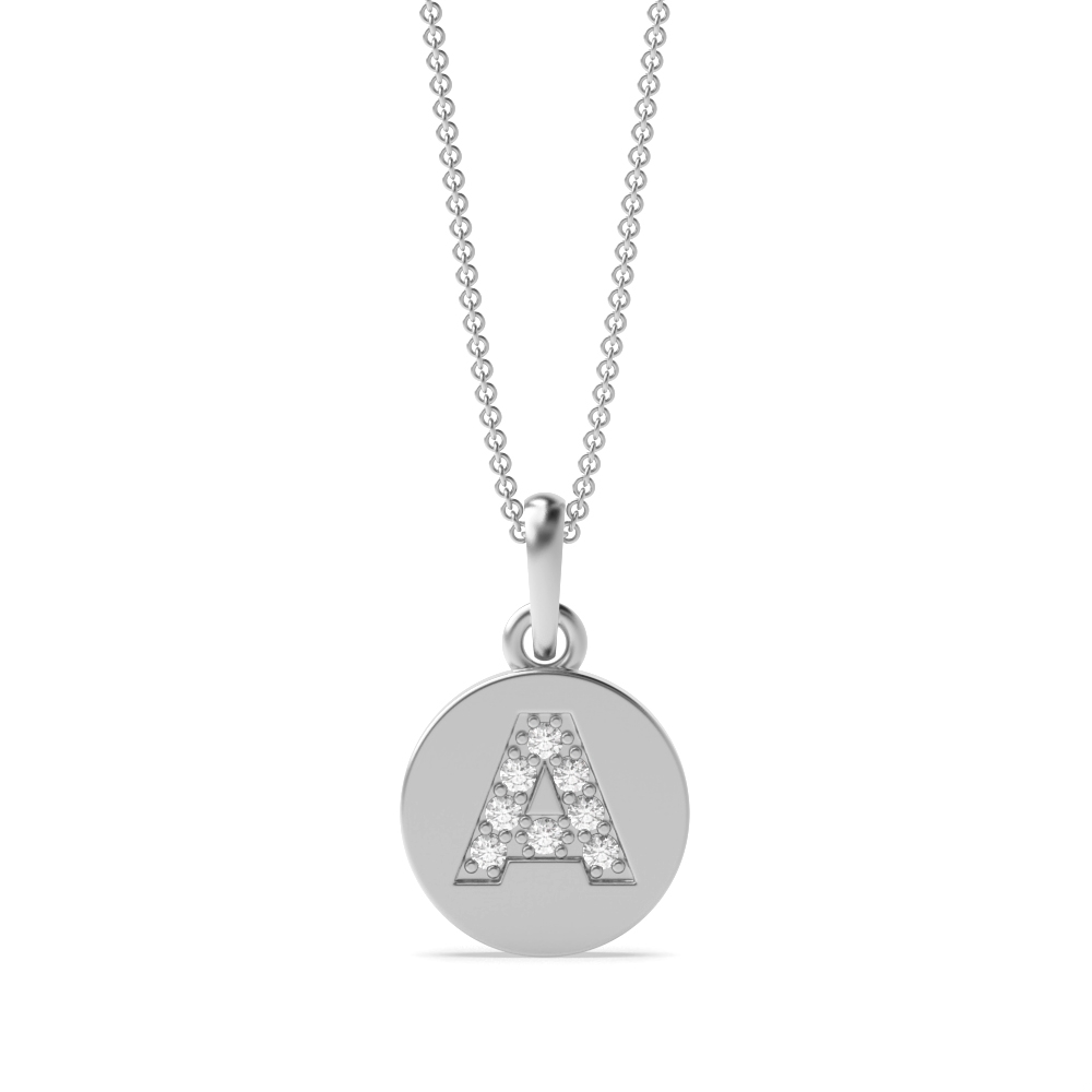 Disc 'A' Initial Name Moissanite Necklace (10mm X 15mm)
