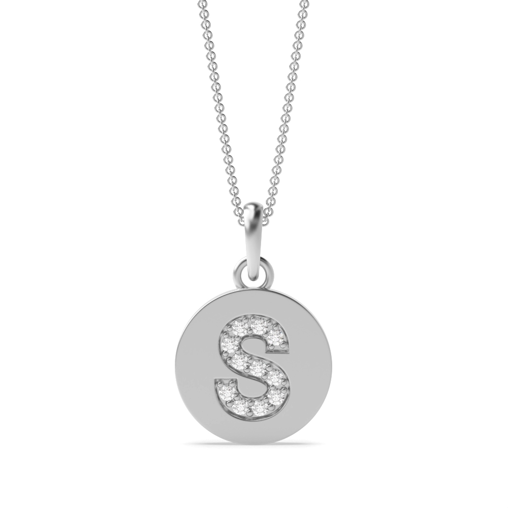 Disc 'S' Initial Name Moissanite Necklace (10mm X 15mm)
