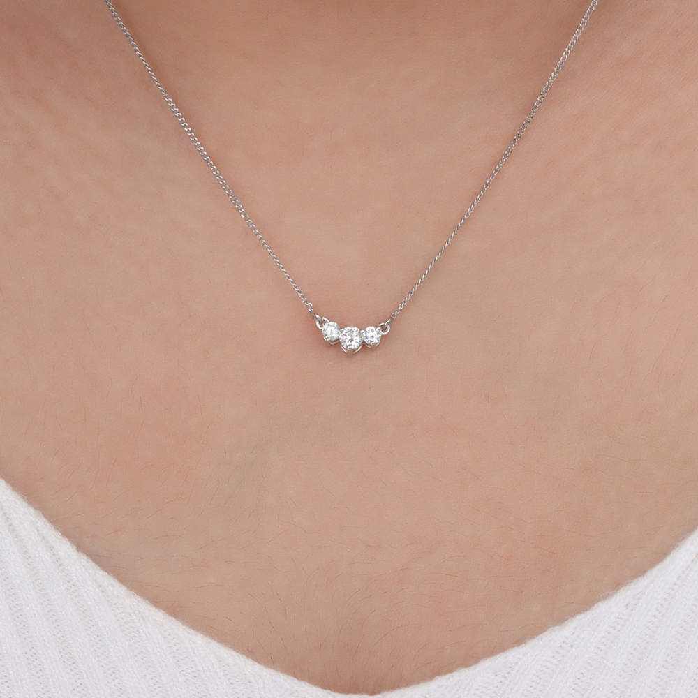4 Prong Round Glint Naturally Mined Diamond Designer Pendant Necklace
