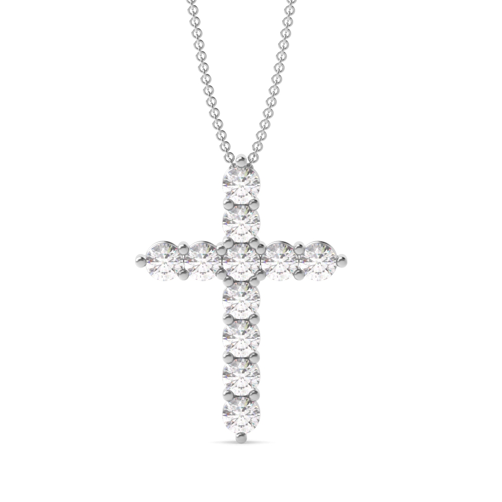 4 Prong Round Classic Popular Moissanite Cross Pendant(From 14.8mm X 10.8mm)