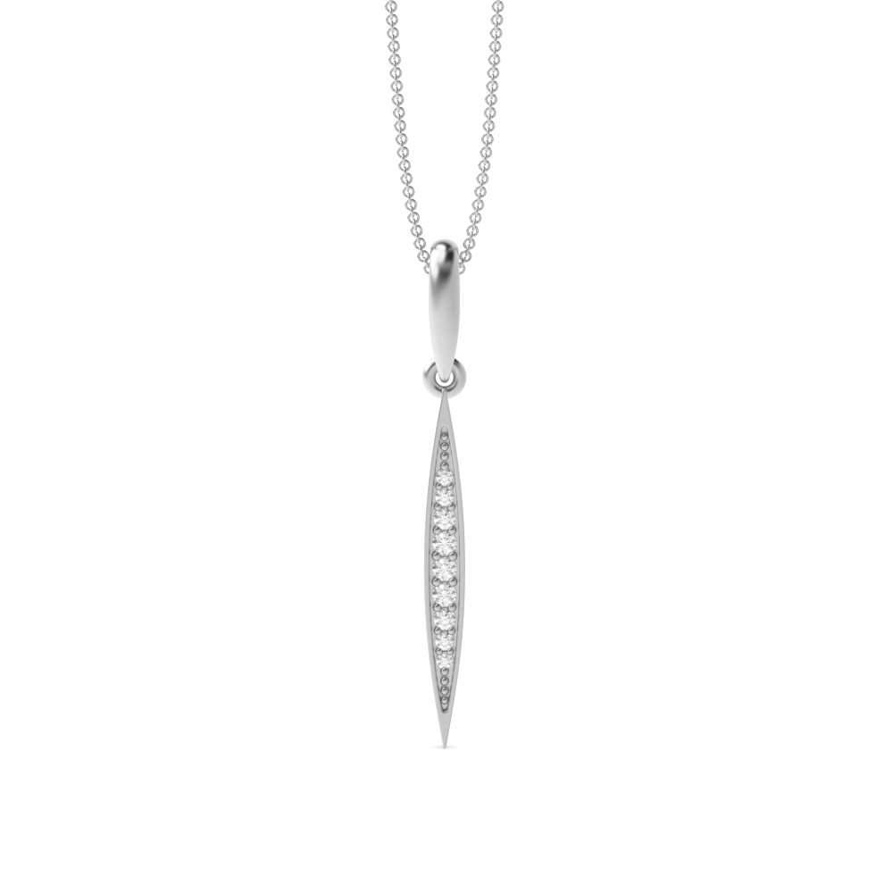 Pave Setting Round Long Drop Diamond Designer Pendant(28.3mm X 2.5mm)