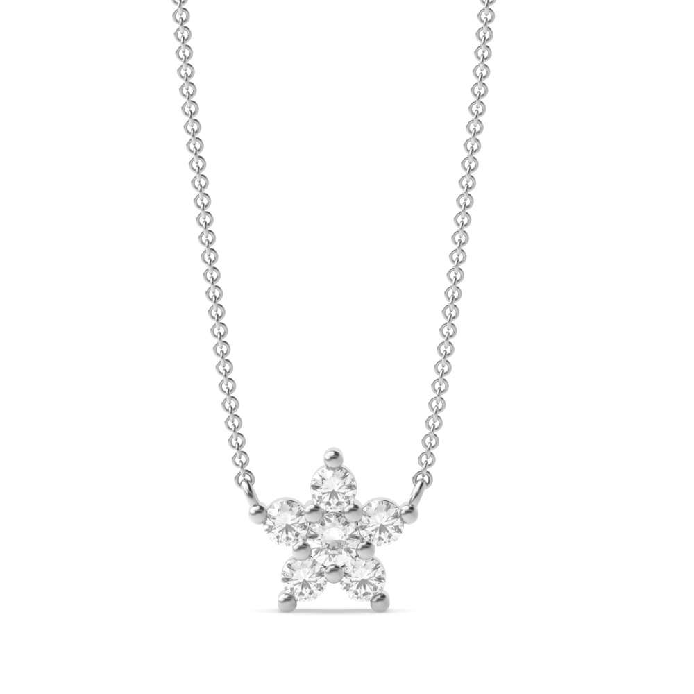 4 Prong Round Flower Style Lab Grown Diamond Cluster Necklace(6.2mm X 6.4mm)