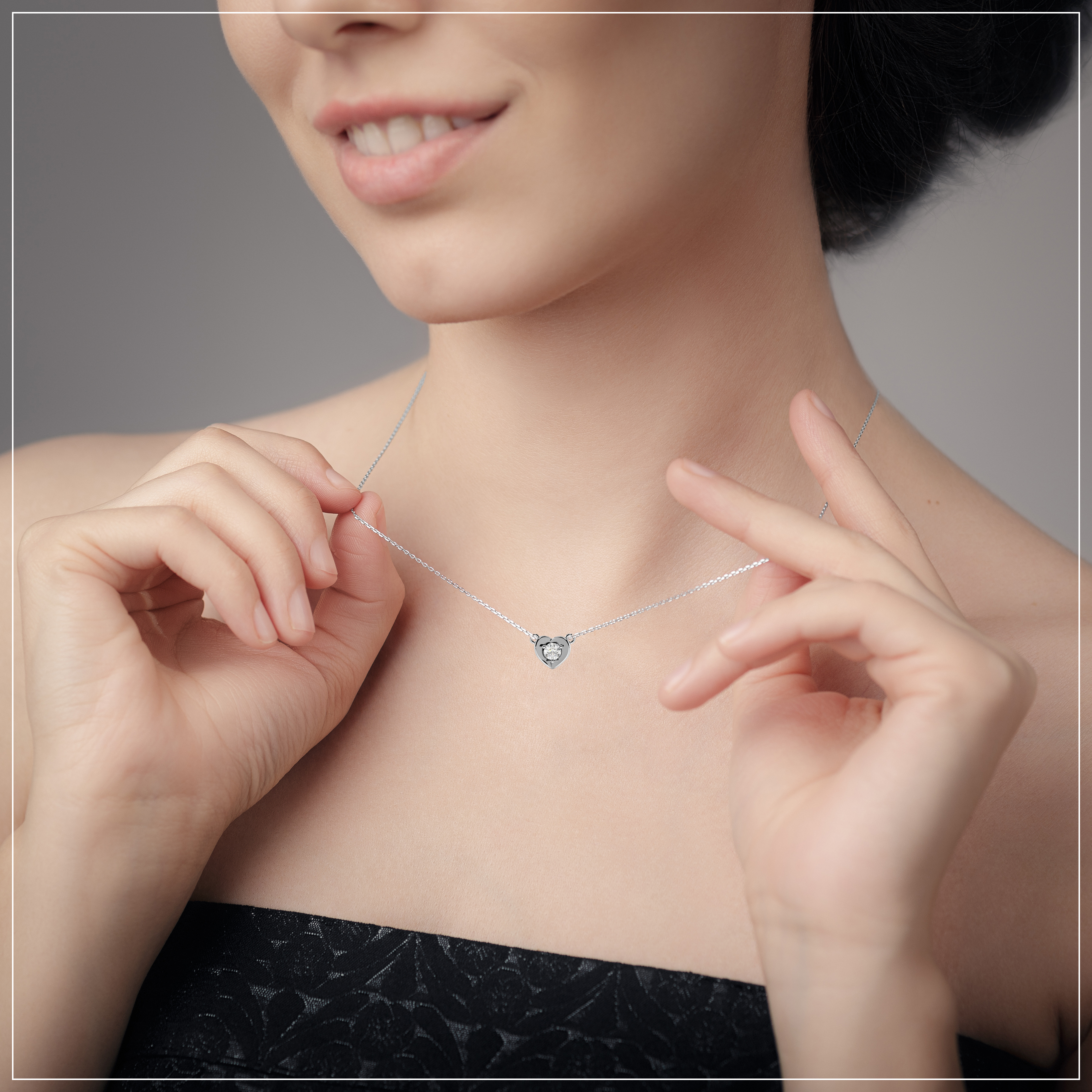 4 Prong Round Luminary Spark Naturally Mined Diamond Heart Pendant Necklace