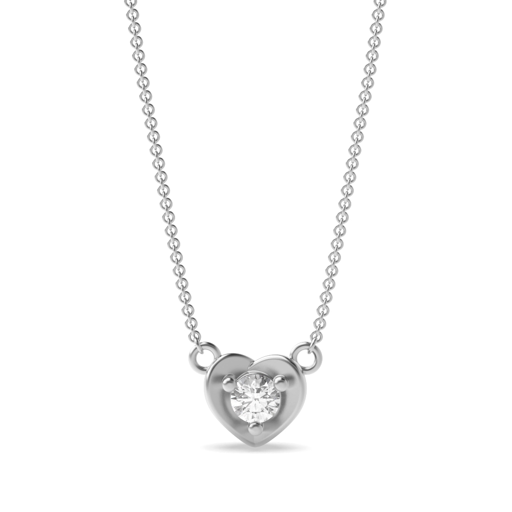 3 Prong Round Solitaire Style Diamond Heart Pendants(5.9mm X 7.5mm)