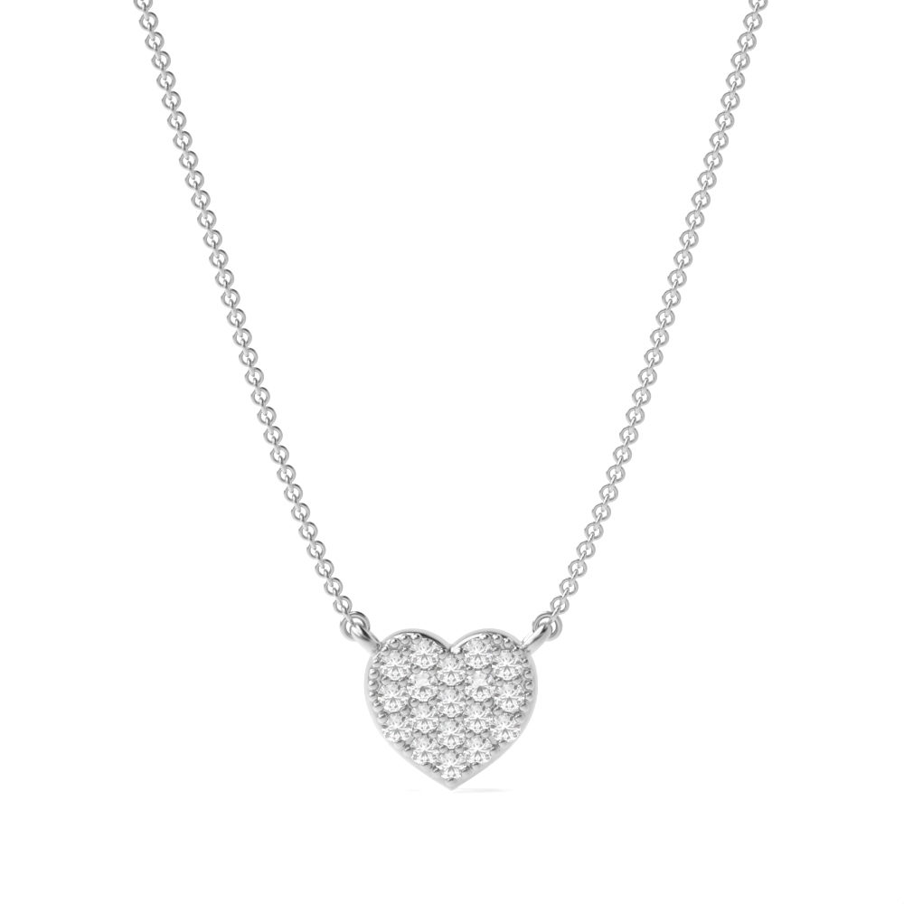 Pave Setting Round Tiny Solid Heart Necklace Lab Grown Diamond Heart Pendants(5.0mm - 9.0mm)