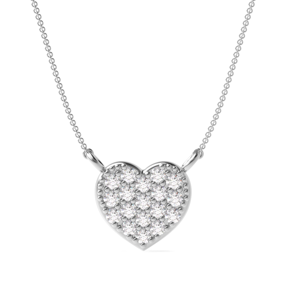 Pave Setting Round Tiny Solid Heart Necklace Diamond Heart Pendants(5.0mm - 9.0mm)