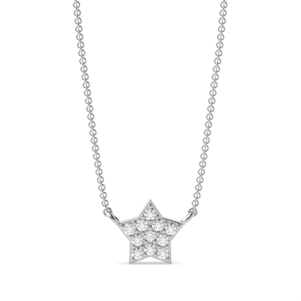 Pave Setting Round Tiny Start Necklace Diamond Cluster Necklace(5.5mm X 7.4mm)
