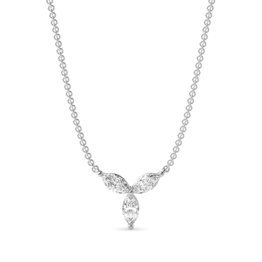 4 Prong Marquise Flower Style Lab Grown Diamond Cluster Necklace(7.0mm - 10.0mm)