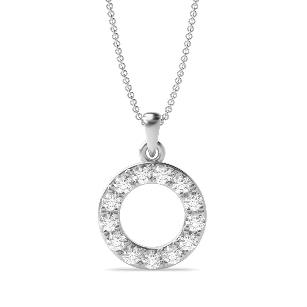 4 Prongs Round Lab Grown Diamond Must Have Dangling Circle Pendant Necklace  (14.00mm X 8.80mm)