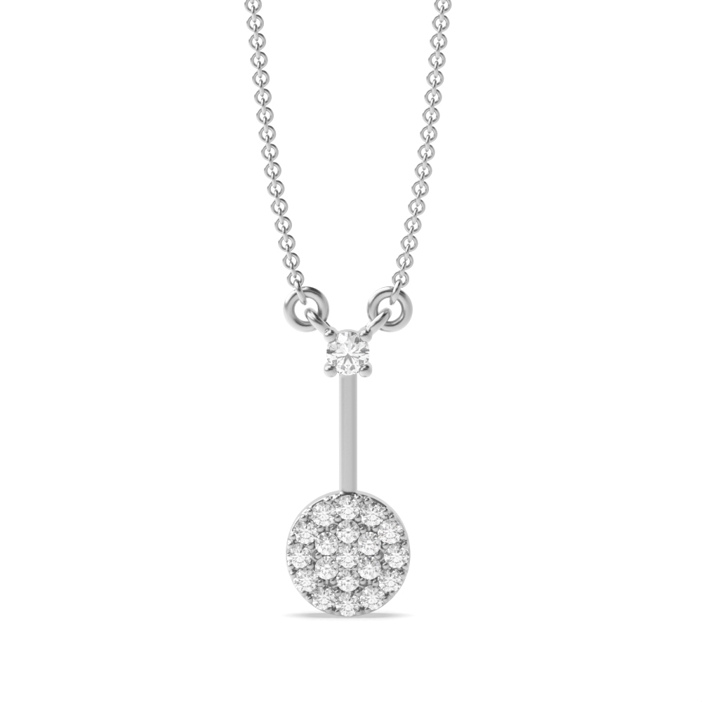 Pave Setting Round Diamond Cluster Diamond Disc Circle Pendant Necklace  (14.50mm X 5.50mm)