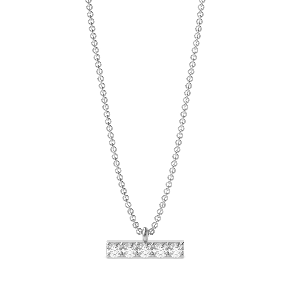 Pave Setting Round Diamond & Gold Bar Womens Designer Necklace  (3.00mm X 8.20mm)